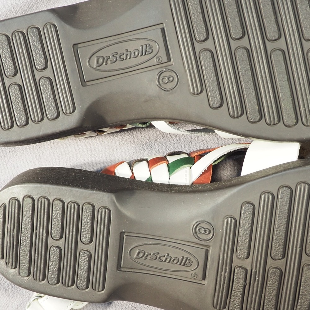 Dr Scholls Sandals Womens 8 White Woven Aztec Slingback Huarache Wedge Flat - Picture 4 of 13